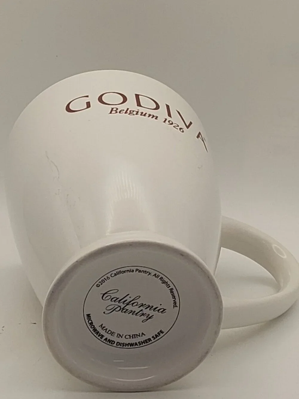 Set Of 2 Godiva Belgium 1926 Ceramic Mugs 2016 White Dishwasher & Microwave Safe